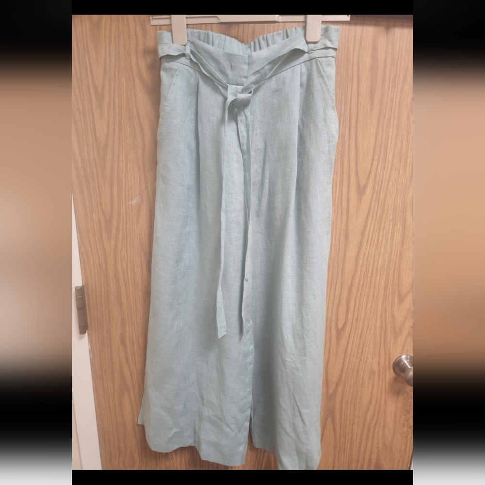 Marella Green  Wide-leg Linen Blend Cropped Pants Sz 4. New without tags